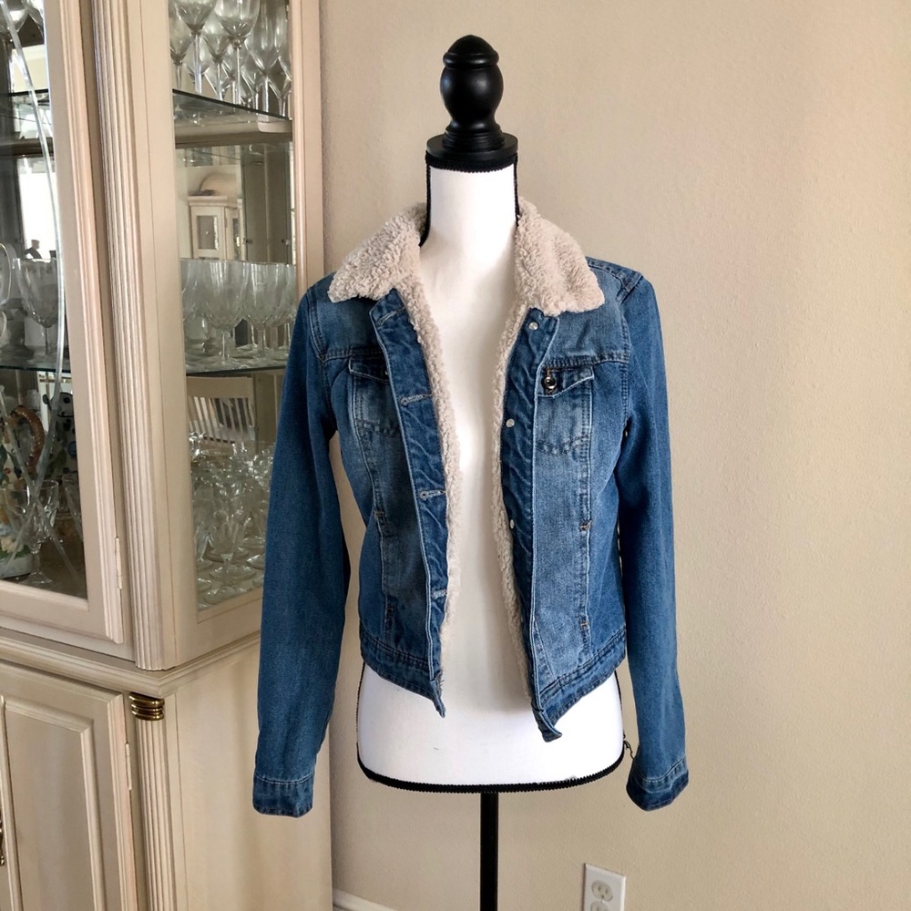 Faux Shearling Denim Jacket